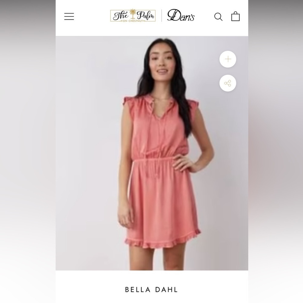 BELLA DAHL RUFFLE SLEEVE TENCEL MINI DRESS - BLOSSOM PINK Small